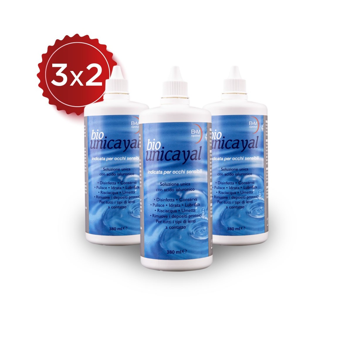 3 Confezioni BioUnicayal - soluzione per tutti i tipi di lenti a contatto